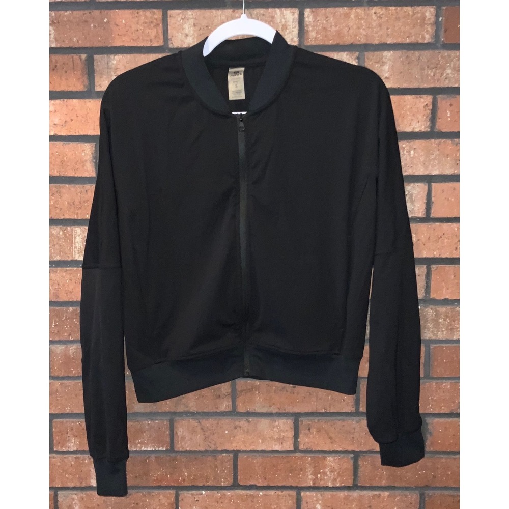 Mono B Womens Black Graphene Spandex Full Zip Bomber Activewear‎ Jacket Size oS